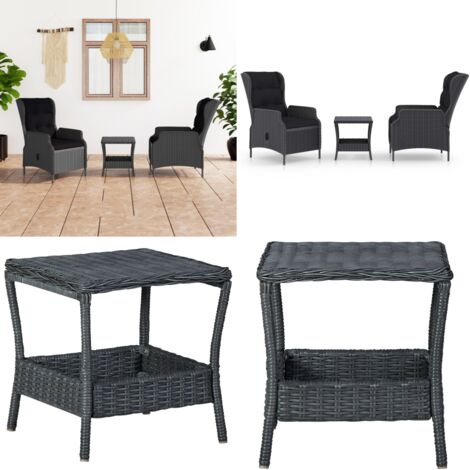 Set Divani da Giardino 3 pz con Cuscini Polyrattan Grigio Scuro - Poltrona da giardino - Sedie da giardino