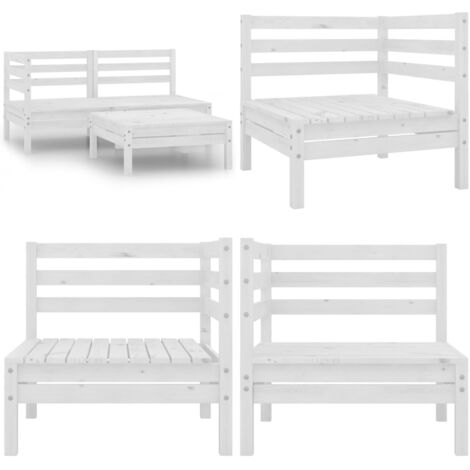 Set Divani da Giardino 3 pz in Legno Massello di Pino Bianco - Divano in legno - Set di divani