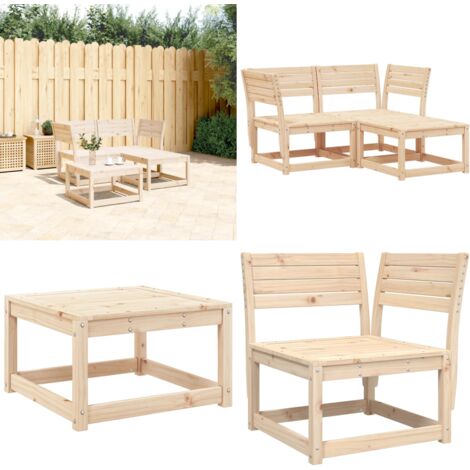 Set Divani da Giardino 3 pz in Legno Massello di Pino - Divano angolare - Mobili da esterno