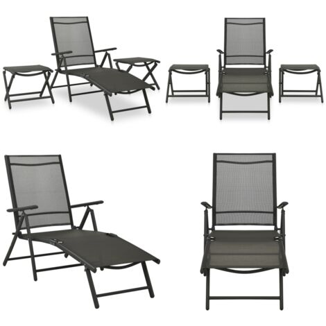 Set Divani da Giardino 3 pz in Textilene e Alluminio Nero - Seduta da giardino - Salotto da giardino