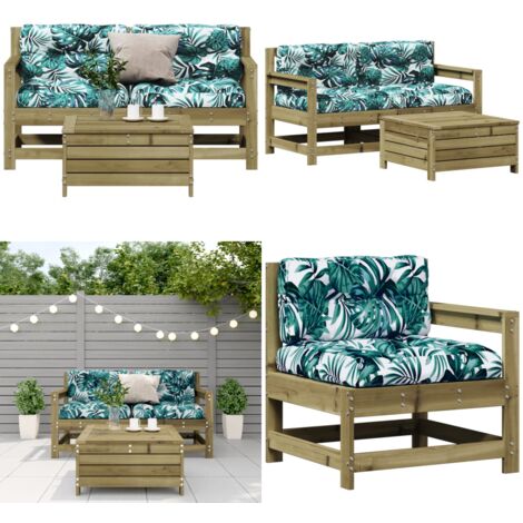 Set Divani da Giardino 3pz con Cuscini Legno Impregnato di Pino - Cuscino da giardino - Mobili da esterno