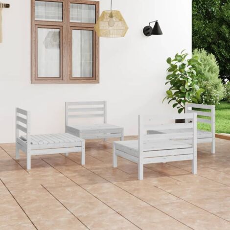 Set Divani da Giardino 4 pz Bianco in Legno Massello di Pino vidaXL