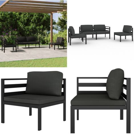 Set Divani da Giardino 4 pz con Cuscini in Alluminio Antracite - Alluminio - Cuscini