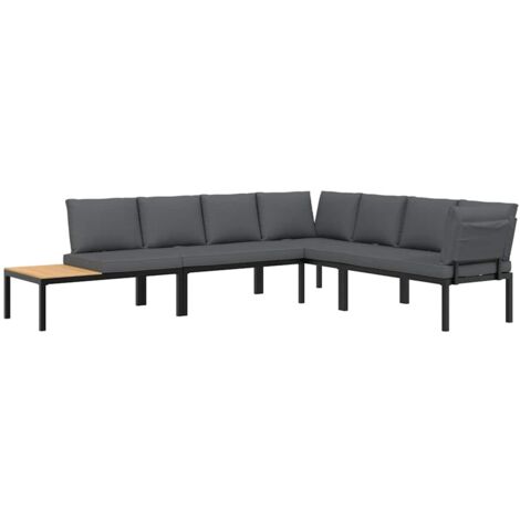 Set Divani da Giardino 4 pz con Cuscini in Alluminio Nero vidaXL