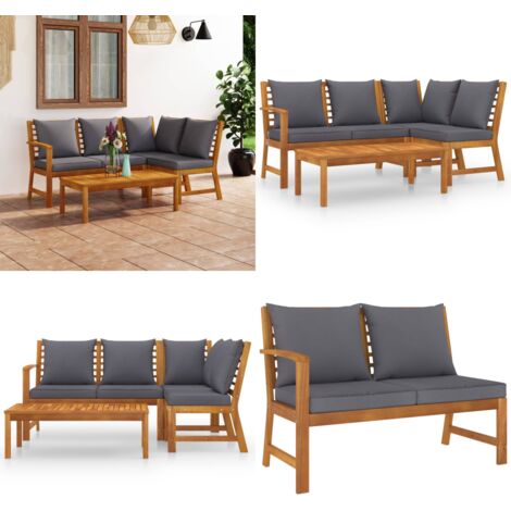 Set Divani da Giardino 4 pz con Cuscini in Massello di Acacia - Divano da esterno - Divano in legno
