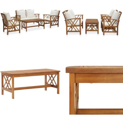 Set Divani da Giardino 4 pz con Cuscini in Massello di Acacia - Sedie da giardino - Tavolino da giardino