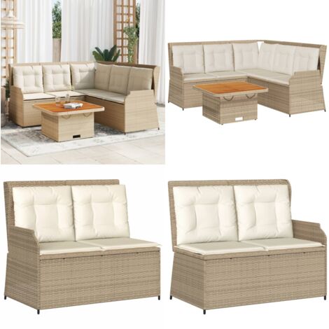 Set Divani da Giardino 4 pz con Cuscini in Polyrattan Beige - Panca da giardino - Seduta da esterno