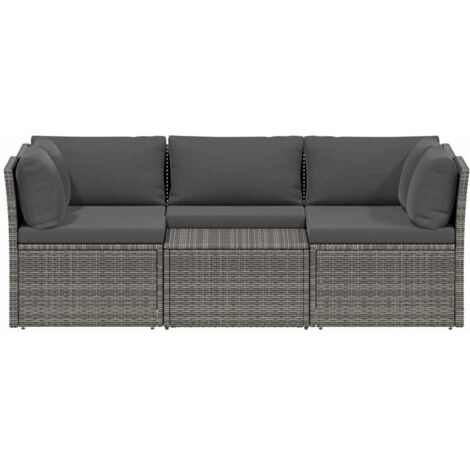 Set Divani da Giardino 4 pz con Cuscini in Polyrattan Grigio vidaXL