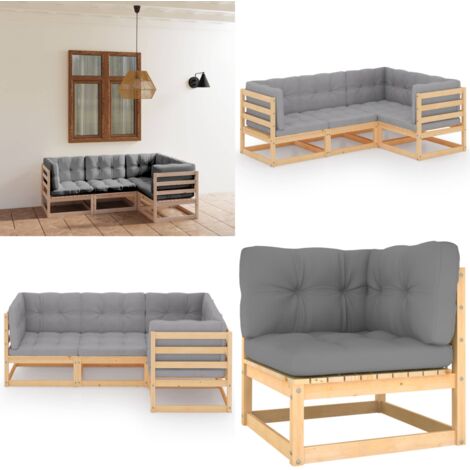 Set Divani da Giardino 4 pz con Cuscini Legno Massello di Pino - Divano da esterno - Cuscini per divano