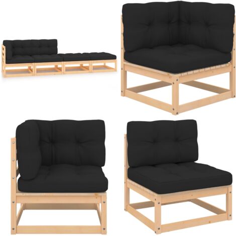 Set Divani da Giardino 4 pz con Cuscini Legno Massello di Pino - Divano in legno - Cuscini per divano