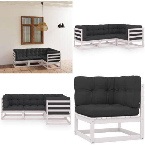 Set Divani da Giardino 4 pz con Cuscini Legno Massello Pino - Divano da esterno - Cuscini da giardino