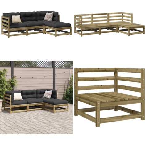 Set Divani da Giardino 4 pz in Legno Impregnato di Pino - Divano angolare - Seduta da esterno