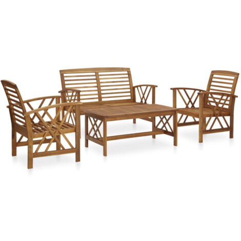 Set Divani da Giardino 4 pz in Legno Massello di Acacia
