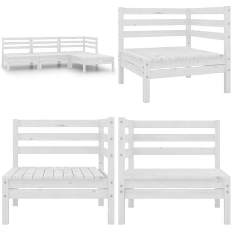 Set Divani da Giardino 4 pz in Legno Massello di Pino Bianco - Divano in legno - Divano da esterno