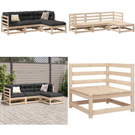 Set Divani da Giardino 4 pz in Legno Massello di Pino - Divano angolare - Sedute da esterno