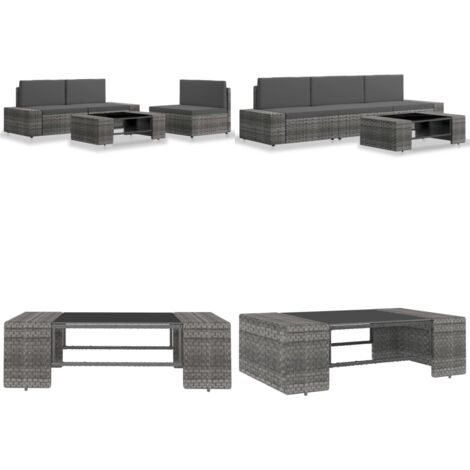 Set Divani da Giardino 4 pz in Polyrattan Grigio - Set di divani - Polyrattan