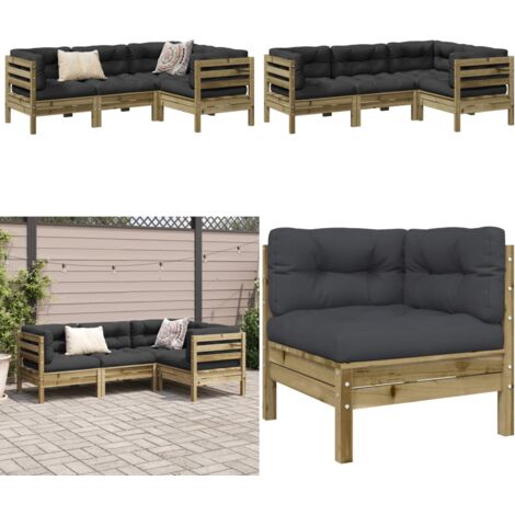 Set Divani da Giardino 4pz con Cuscini Legno Impregnato di Pino - Seduta da esterno - Cuscini per divano