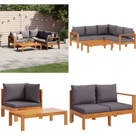 Set Divani da Giardino 4pz con Cuscini Legno Massello di Acacia - Divano da esterno - Cuscini da seduta