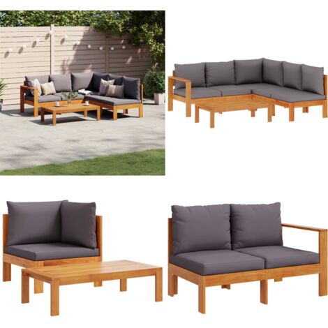 Set Divani da Giardino 4pz con Cuscini Legno Massello di Acacia - Divano da esterno - Cuscini da seduta