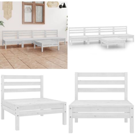 Set Divani da Giardino 5 pz Bianco in Legno Massello di Pino - Set di divani - Divano in legno