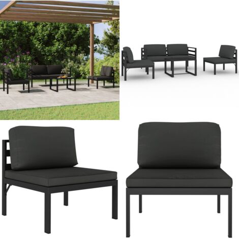 Set Divani da Giardino 5 pz con Cuscini in Alluminio Antracite - Divano da patio - Alluminio