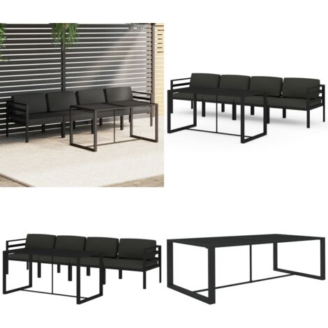Set Divani da Giardino 5 pz con Cuscini in Alluminio Antracite - Divano da patio - Alluminio