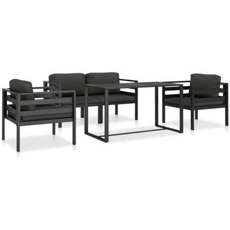 Set Divani da Giardino 5 pz con Cuscini in Alluminio Antracite vidaXL