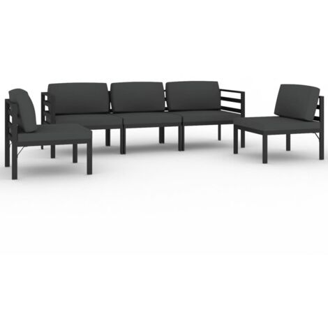 Set Divani da Giardino 5 pz con Cuscini in Alluminio Antracite vidaXL
