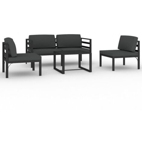Set Divani da Giardino 5 pz con Cuscini in Alluminio Antracite vidaXL