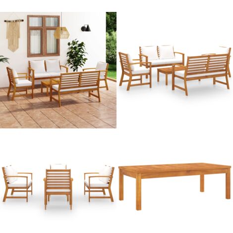 Set Divani da Giardino 5 pz con Cuscini in Legno Acacia - Poltrona da giardino - Set di divani