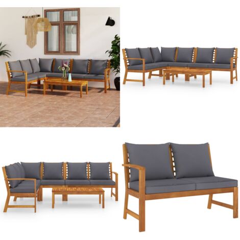 Set Divani da Giardino 5 pz con Cuscini in Massello di Acacia - Divano da patio - Divano in legno