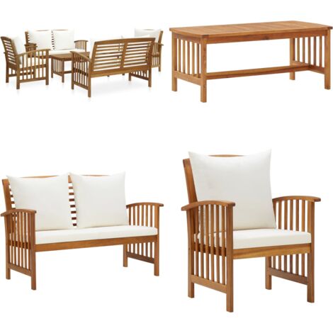 Set Divani da Giardino 5 pz con Cuscini in Massello di Acacia - Sedie da giardino - Panca da giardino