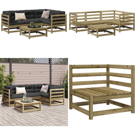 Set Divani da Giardino 5 pz in Legno Impregnato di Pino - Divano angolare - Sedute da esterno