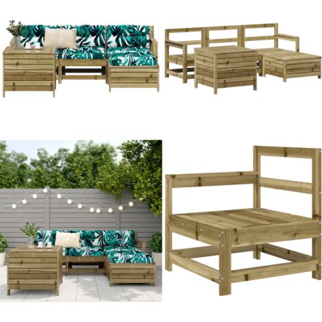 Set Divani da Giardino 5 pz in Legno Impregnato di Pino - Seduta da giardino - Tavolo da giardino