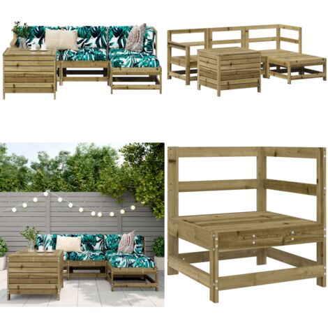 Set Divani da Giardino 5 pz in Legno Impregnato di Pino - Seduta da giardino - Tavolo da giardino