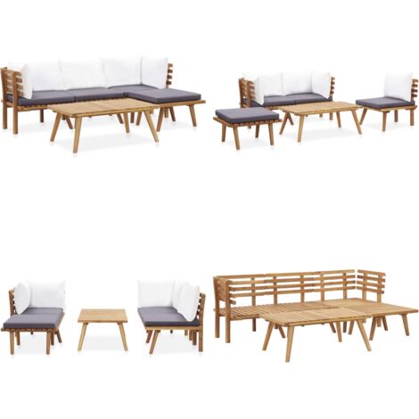 Set Divani da Giardino 5 pz in Legno Massello di Acacia - Divano angolare - Divano centrale