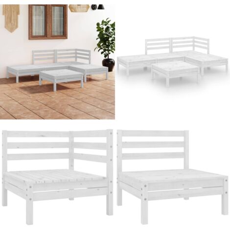 Set Divani da Giardino 5 pz in Legno Massello di Pino Bianco - Divano in legno - Set di divani