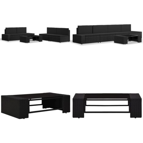 Set Divani da Giardino 5 pz in Polyrattan Nero - Divano in rattan - Set di sedute da giardino