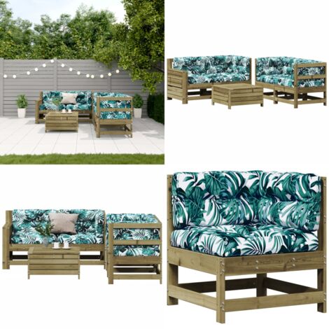 Set Divani da Giardino 5pz con Cuscini Legno Impregnato di Pino - Cuscini da esterno - Mobili da giardino