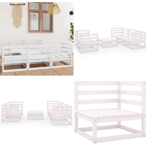 Set Divani da Giardino 6 pz Bianco in Legno Massello di Pino - Divani da giardino - Divano da giardino