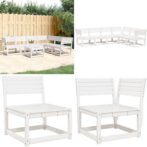 Set Divani da Giardino 6 pz Bianco in Legno Massello di Pino - Divano in legno - Divano da esterno