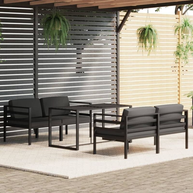 Set Divani da Giardino 5 pz con Cuscini in Alluminio Antracite Vidaxl 35909