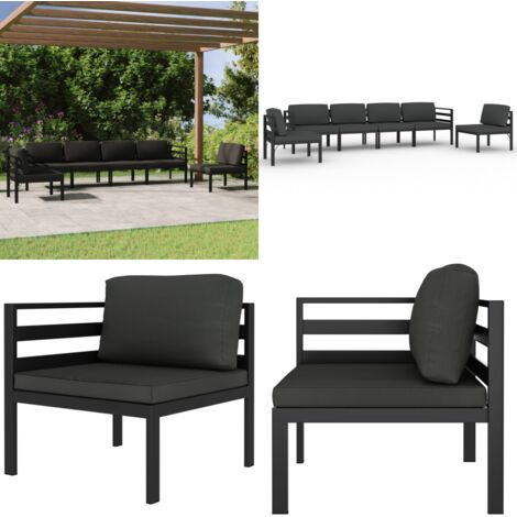 Set Divani da Giardino 6 pz con Cuscini in Alluminio Antracite - Alluminio - Cuscini