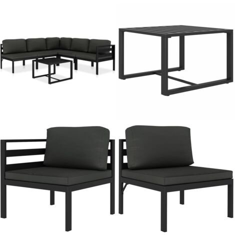 Set Divani da Giardino 6 pz con Cuscini in Alluminio Antracite - Divani da esterno - Alluminio