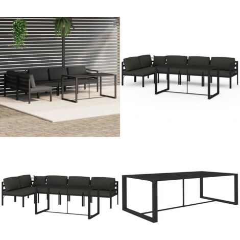 Set Divani da Giardino 6 pz con Cuscini in Alluminio Antracite - Divano da patio - Alluminio