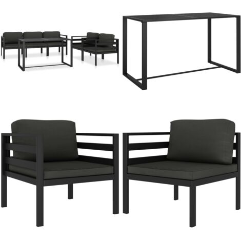 Set Divani da Giardino 6 pz con Cuscini in Alluminio Antracite - Divano in alluminio - Set di divani