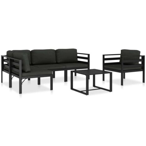 Set Divani da Giardino 6 pz con Cuscini in Alluminio Antracite vidaXL