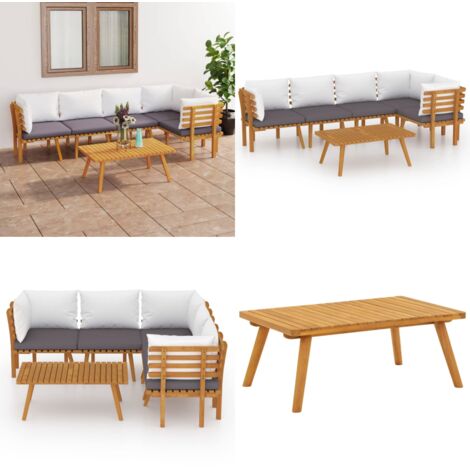 Set Divani da Giardino 6 pz con Cuscini in Massello di Acacia - Divano in legno - Cuscini per divano