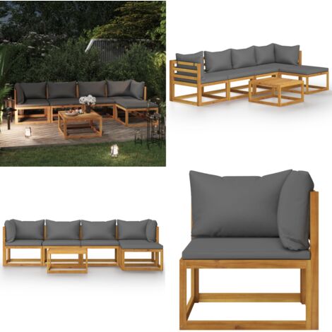 Set Divani da Giardino 6 pz con Cuscini in Massello di Acacia - Divano in legno - Cuscini per divano