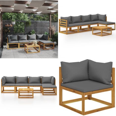 Set Divani da Giardino 6 pz con Cuscini in Massello di Acacia - Divano in legno - Cuscini per divano